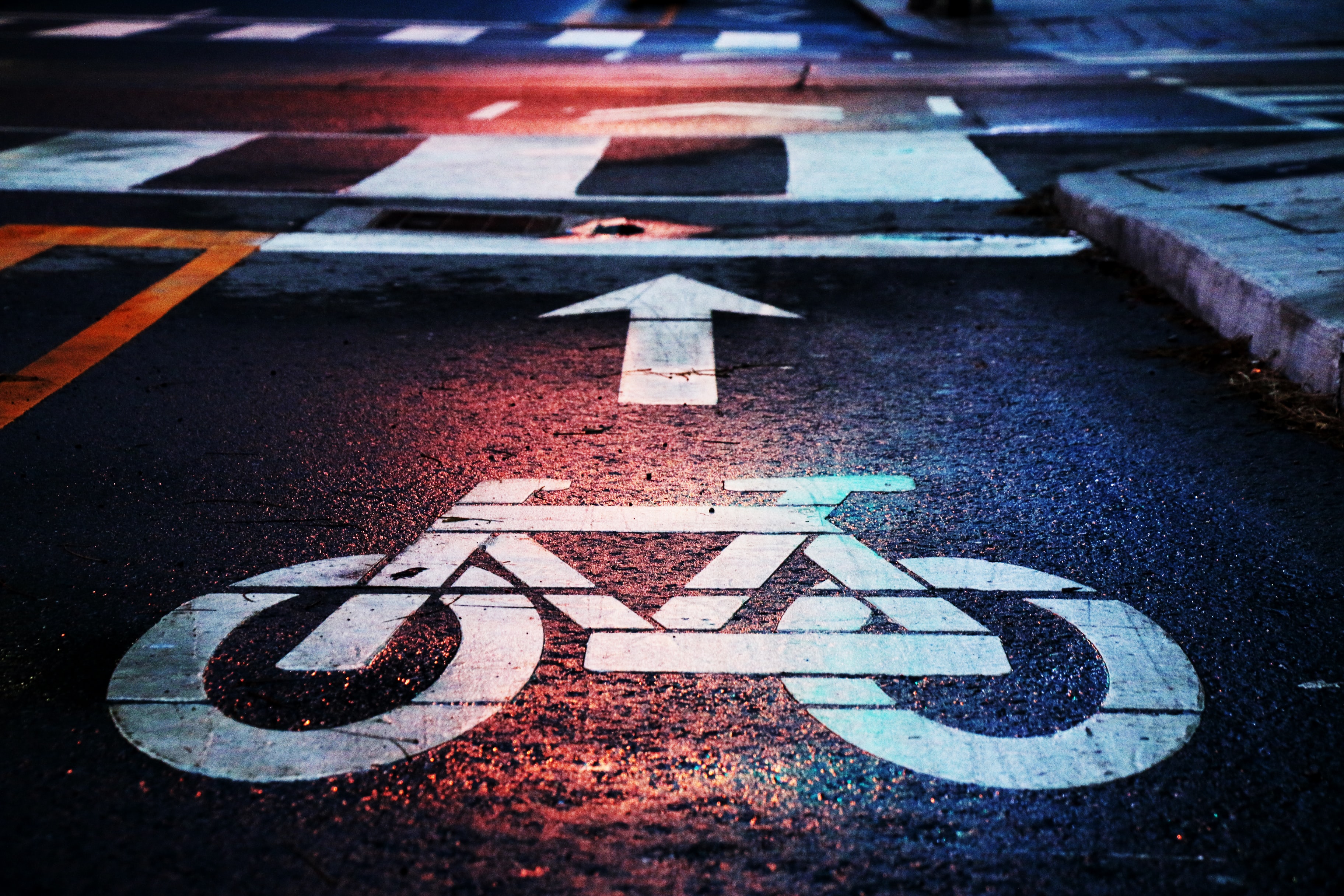 Bike lane signage on road