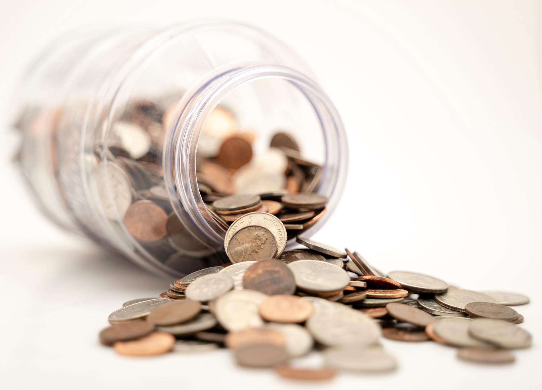 Change jar with nickels and pennies